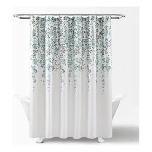 Lush Decor Cortina de ducha de flores llorosas azules y_2