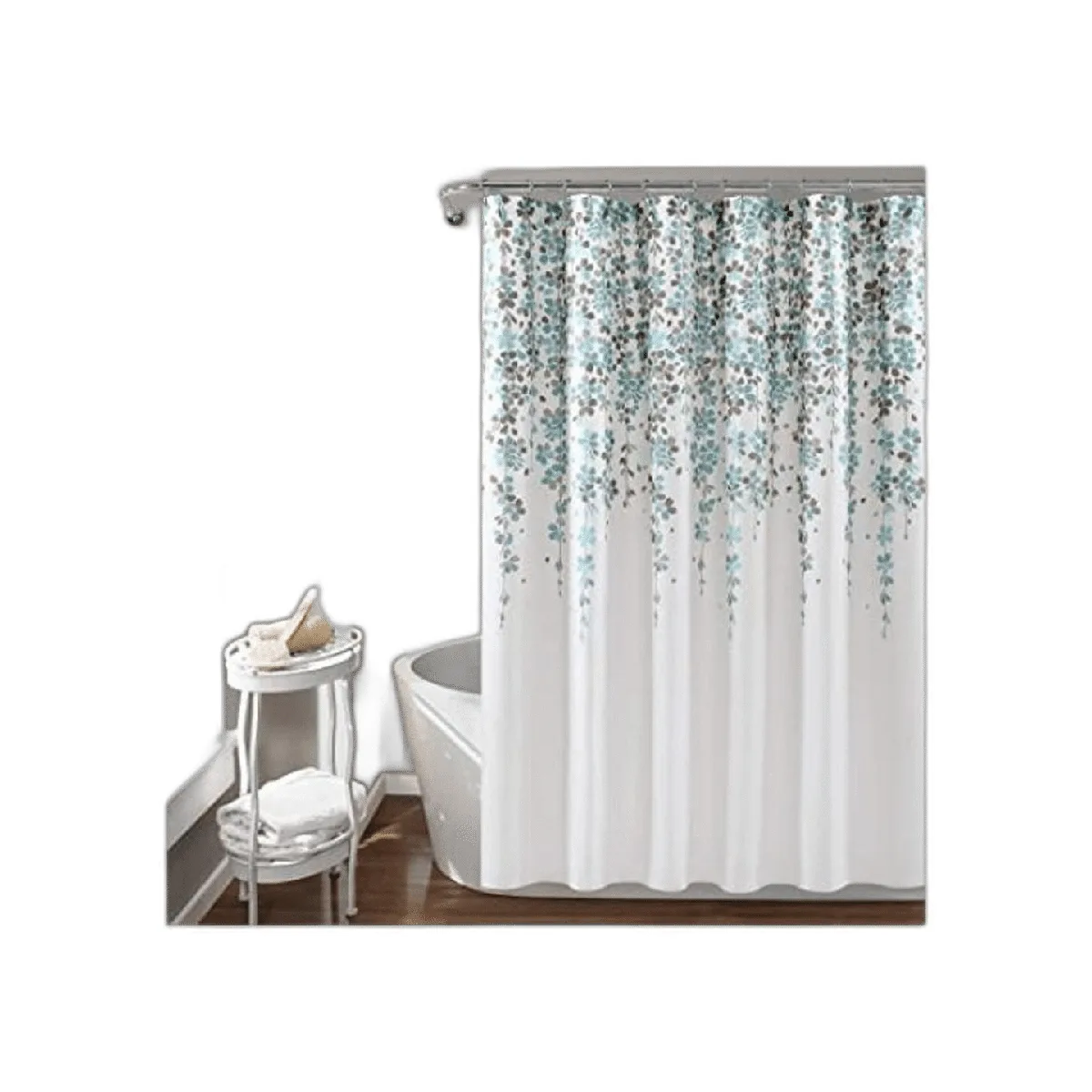 Lush Decor Cortina de ducha de flores llorosas azules y_1