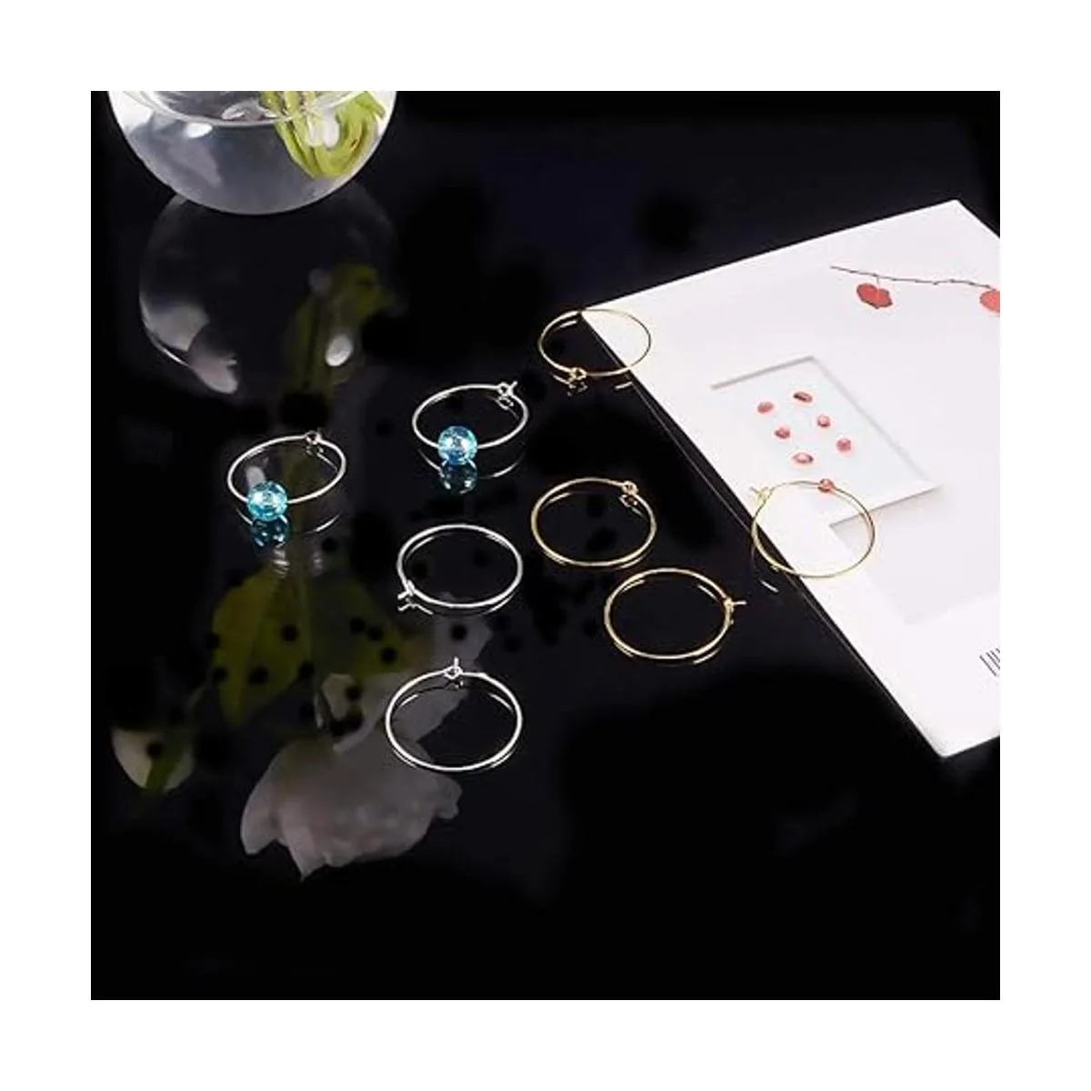 PH PandaHall Aretes de aro redondos 100 piezas de 2