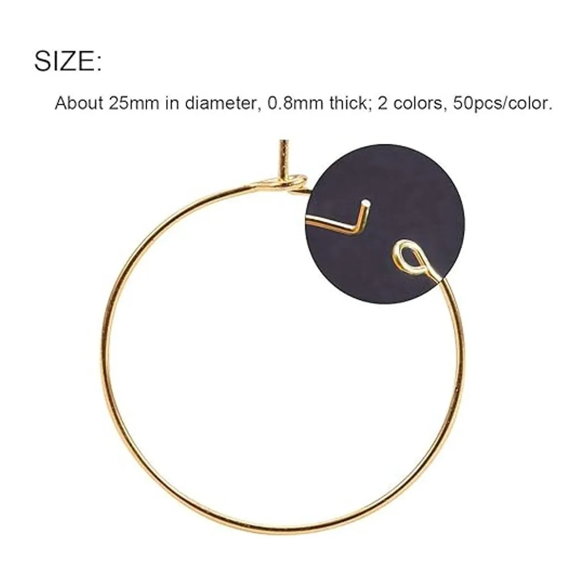 PH PandaHall Aretes de aro redondos 100 piezas de 2