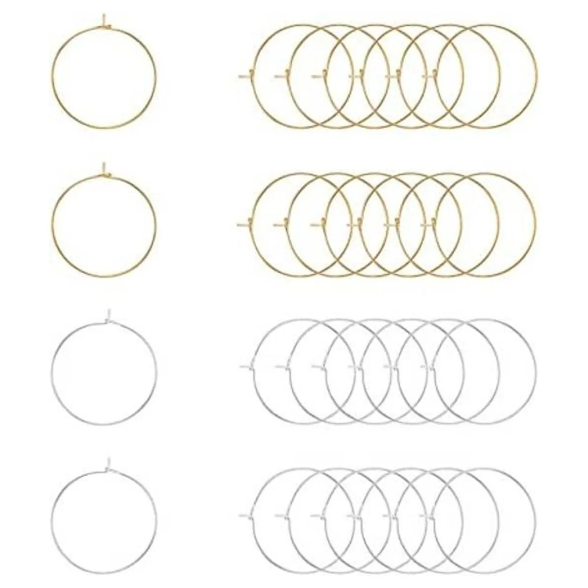 PH PandaHall Aretes de aro redondos 100 piezas de 2