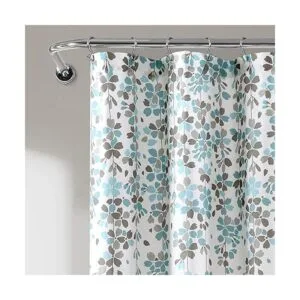 Lush Decor Cortina de ducha de flores llorosas azules y_4