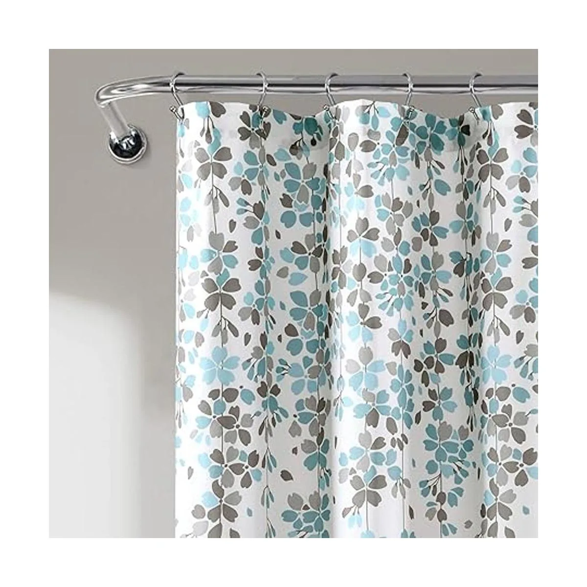 Lush Decor Cortina de ducha de flores llorosas azules y_4