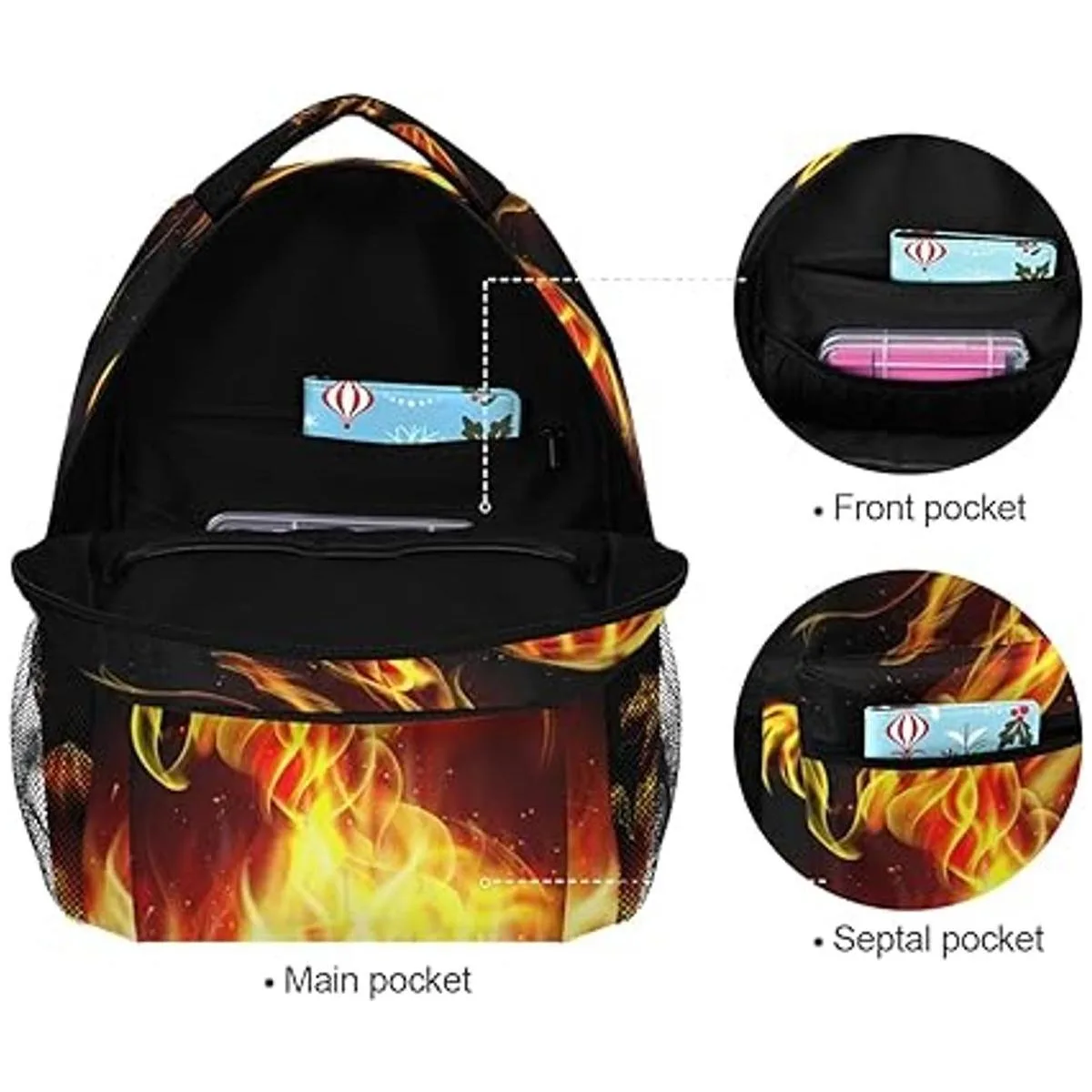 Mochila escolar Dragon Fire para niños niñas