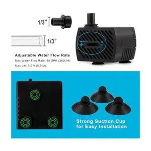 PULACO Mini bomba de agua sumergible de 95 GPH de 5 W para_5
