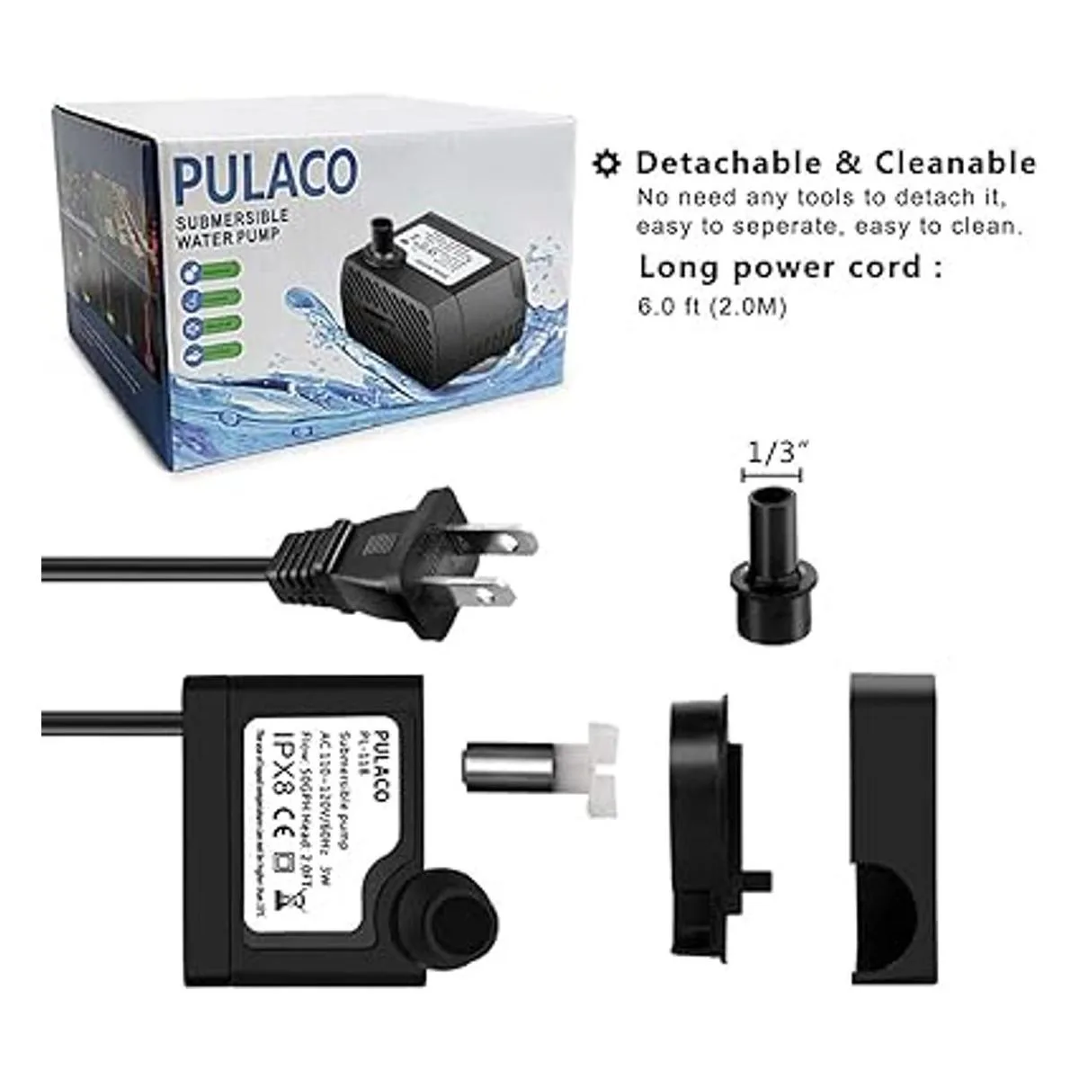 2 piezas de mini bomba de agua sumergible 95 GPH 5 W_3