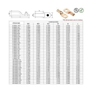 Paquete de 10 lengetas de alambre UL calibre 8 8 AWG_3