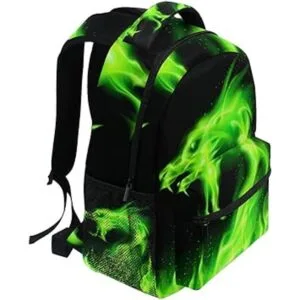Mochila escolar con diseño de dragón de fuego para niños_3