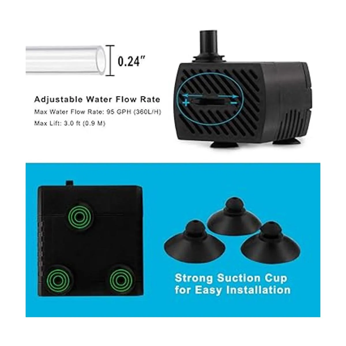 2 piezas de mini bomba de agua sumergible 95 GPH 5 W_5