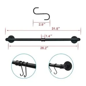 TLBTEK Perchero de tubería industrial barra de toalla de