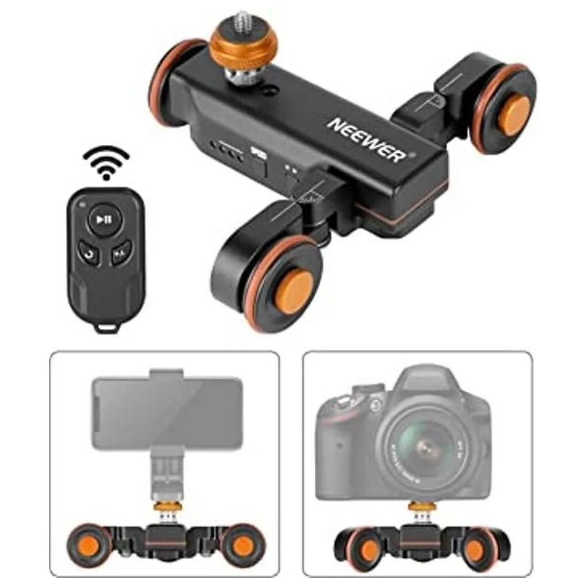 Neewer Camarera inalámbrica de 3 ruedas carrito de riel_1