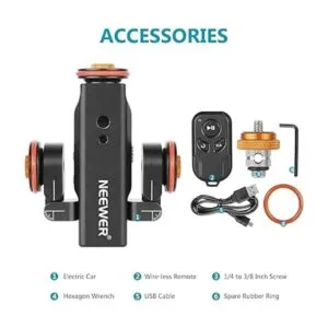 Neewer Camarera inalámbrica de 3 ruedas carrito de riel_2