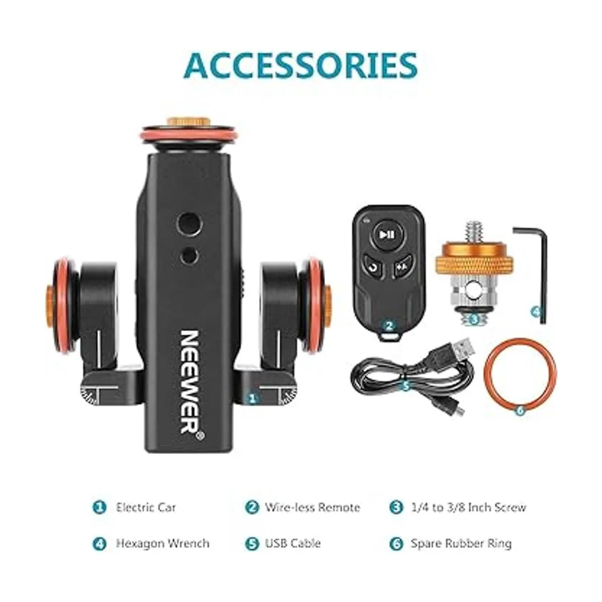 Neewer Camarera inalámbrica de 3 ruedas carrito de riel_2