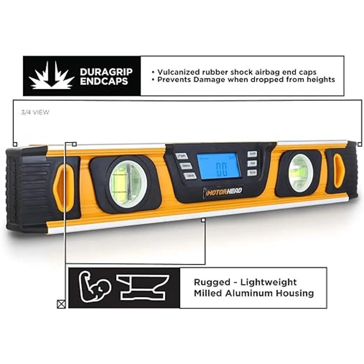 MOTORHEAD Nivel digital inteligente de 16 pulgadas de 0 a