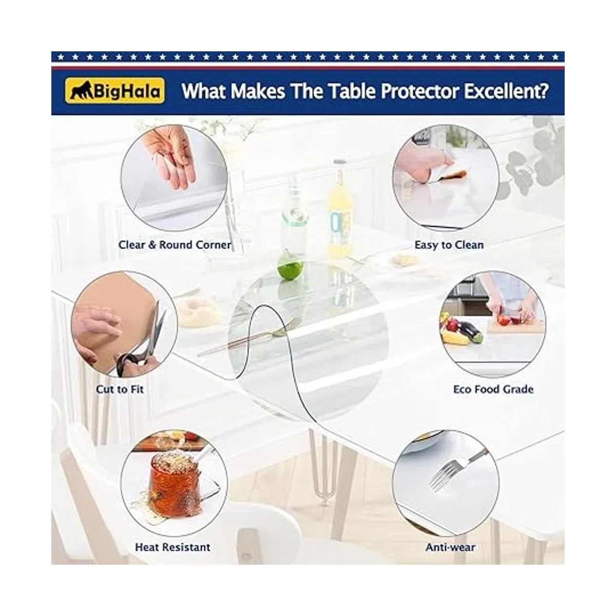 BigHala Protector de mesa de madera para muebles manteles_4