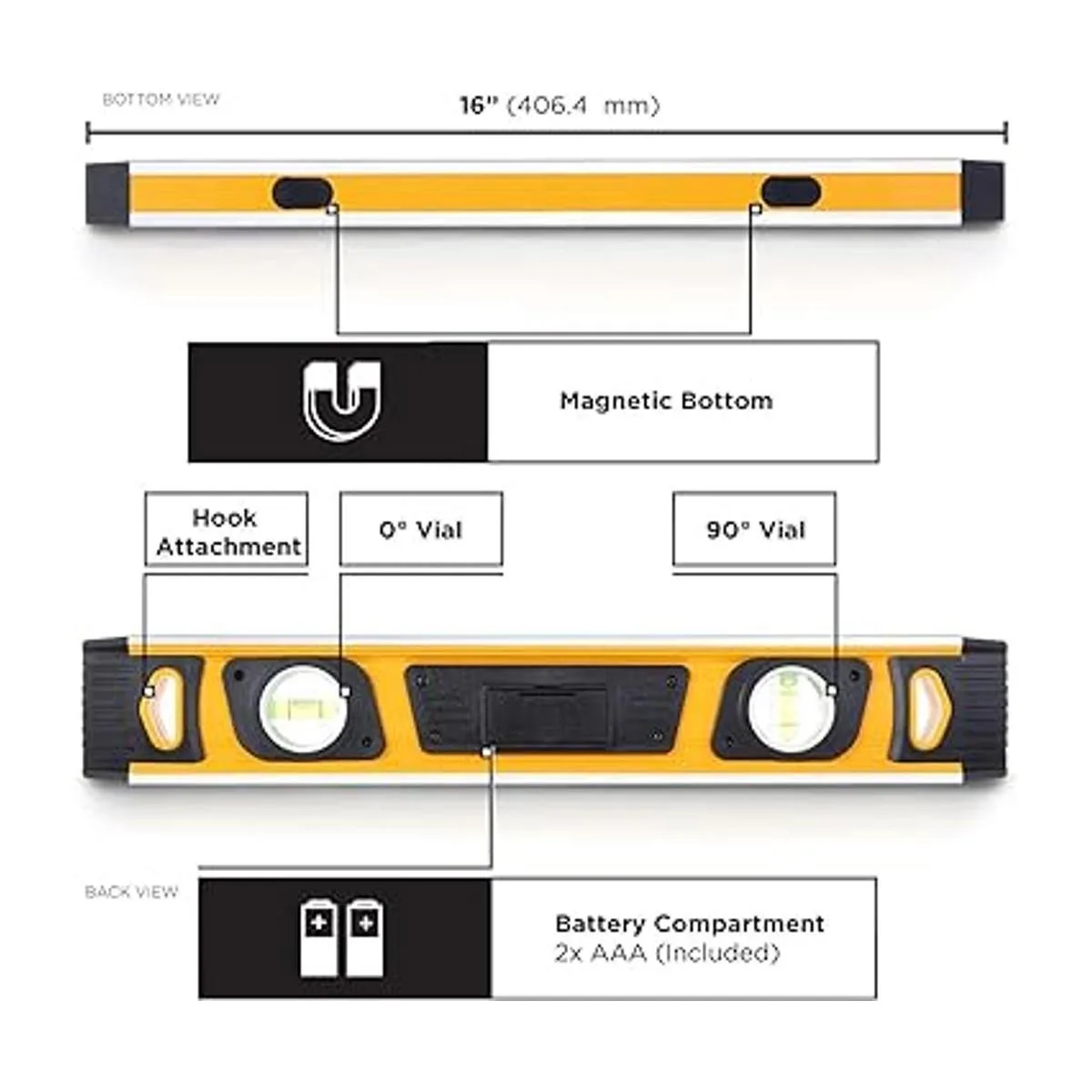 MOTORHEAD Nivel digital inteligente de 16 pulgadas de 0 a