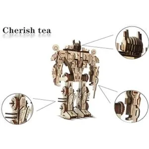 Rompecabezas robot de madera 3D juego de 4 piezas_4