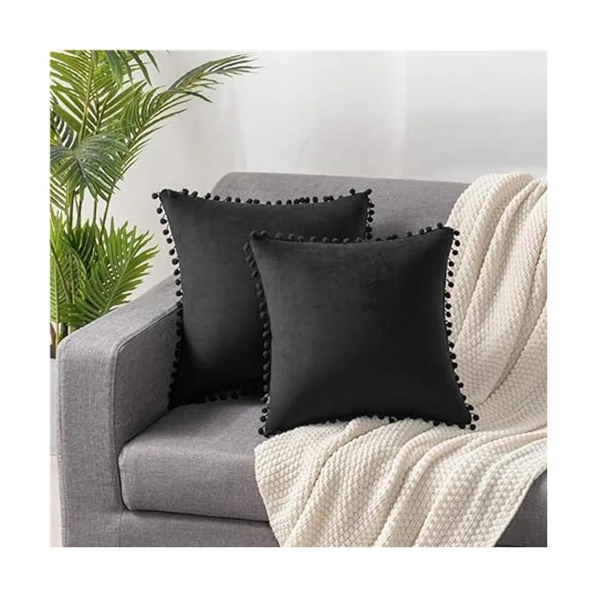 Dezene 2 fundas para cojín decorativo de terciopelo con