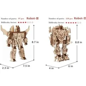 Rompecabezas robot de madera 3D juego de 4 piezas_3