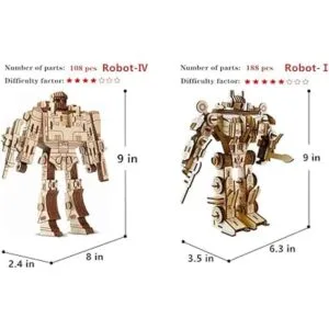 Rompecabezas robot de madera 3D juego de 4 piezas_2