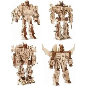 Rompecabezas robot de madera 3D juego de 4 piezas_1