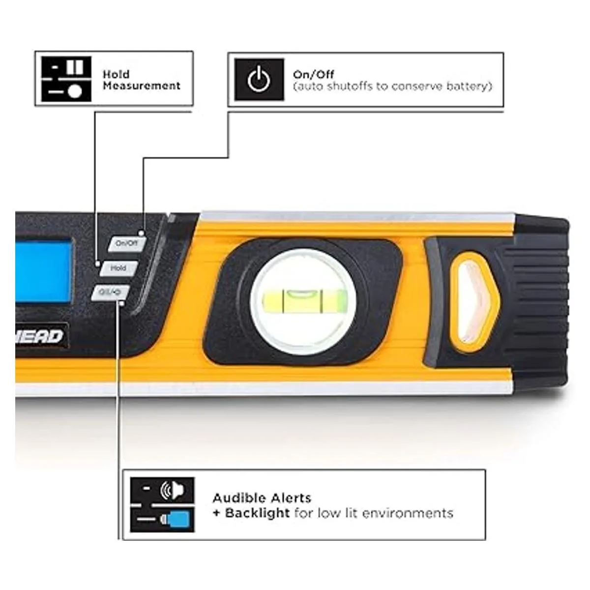 MOTORHEAD Nivel digital inteligente de 16 pulgadas de 0 a