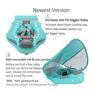 Flotador de natación para bebé no inflable con toldo_2