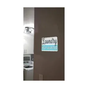 Pxiyou Señal de lavandería vintage con texto en inglés