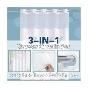 Juego de cortinas de ducha de tela estilo hotel no