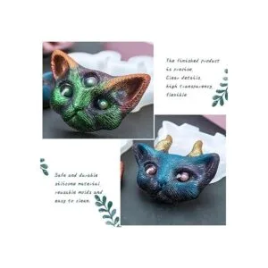 FineInno 2 moldes de resina 3D para cabeza de gatito