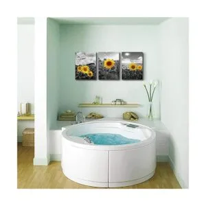 Cuadro de pared con flores de girasol en blanco y negro_6