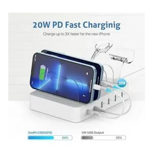 SooPii Estación de carga USBC de 6 puertos para múltiples_4