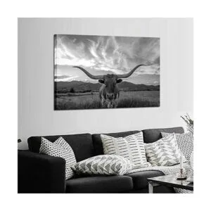 Kreative Arts Lienzo de animales en blanco y negro arte_3