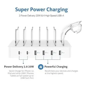 SooPii Estación de carga USBC de 6 puertos para múltiples_3
