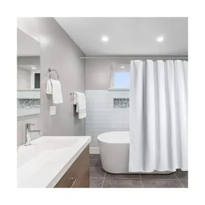 Cortina de ducha de tela blanca para baño spa hotel de