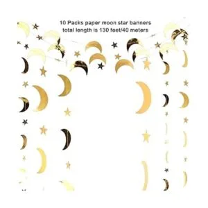 Guirnalda de estrella y luna con purpurina decoración de_2