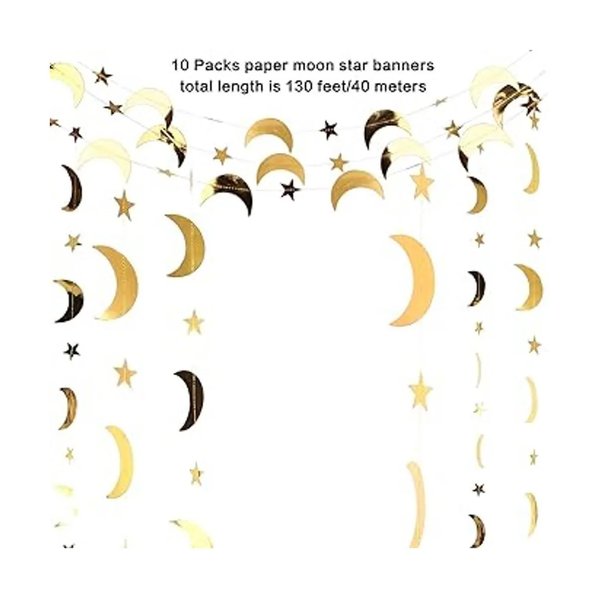 Guirnalda de estrella y luna con purpurina decoración de_2