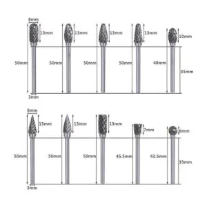 Double Cut Carbide Rotary Burr Set 10 Pcs 18 Shank_4