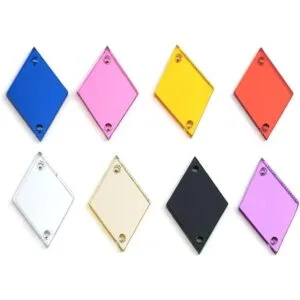 Espejo de acrílico rosarosa cosido con piedras de estrás_2