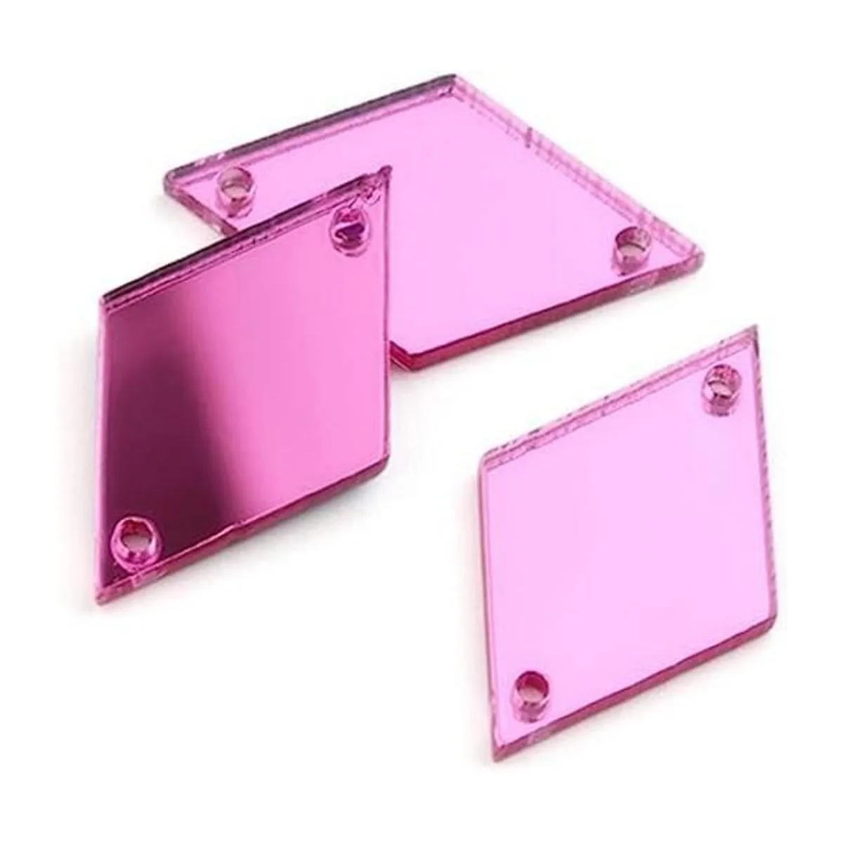 Espejo de acrílico rosarosa cosido con piedras de estrás_1