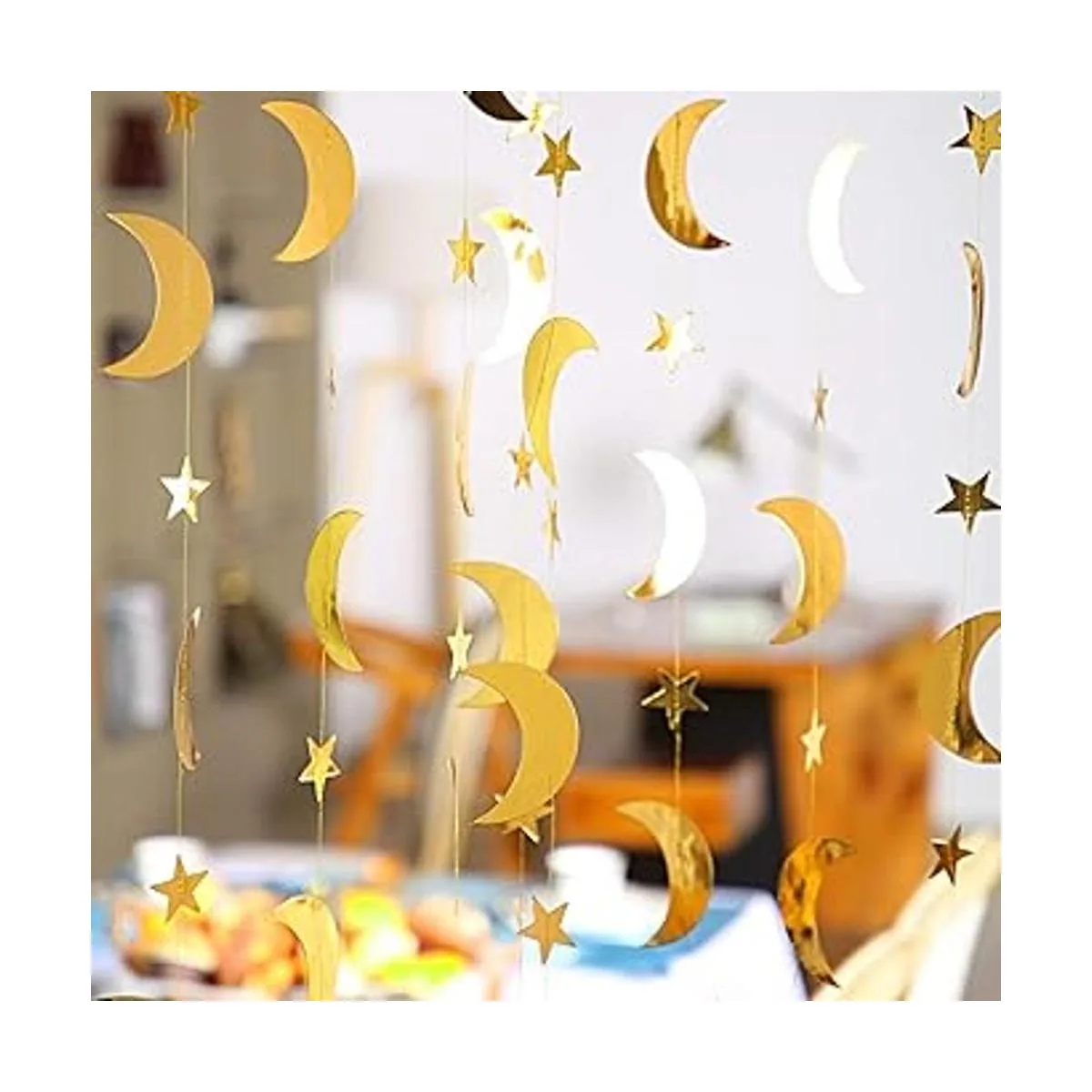 Guirnalda de estrella y luna con purpurina decoración de_4