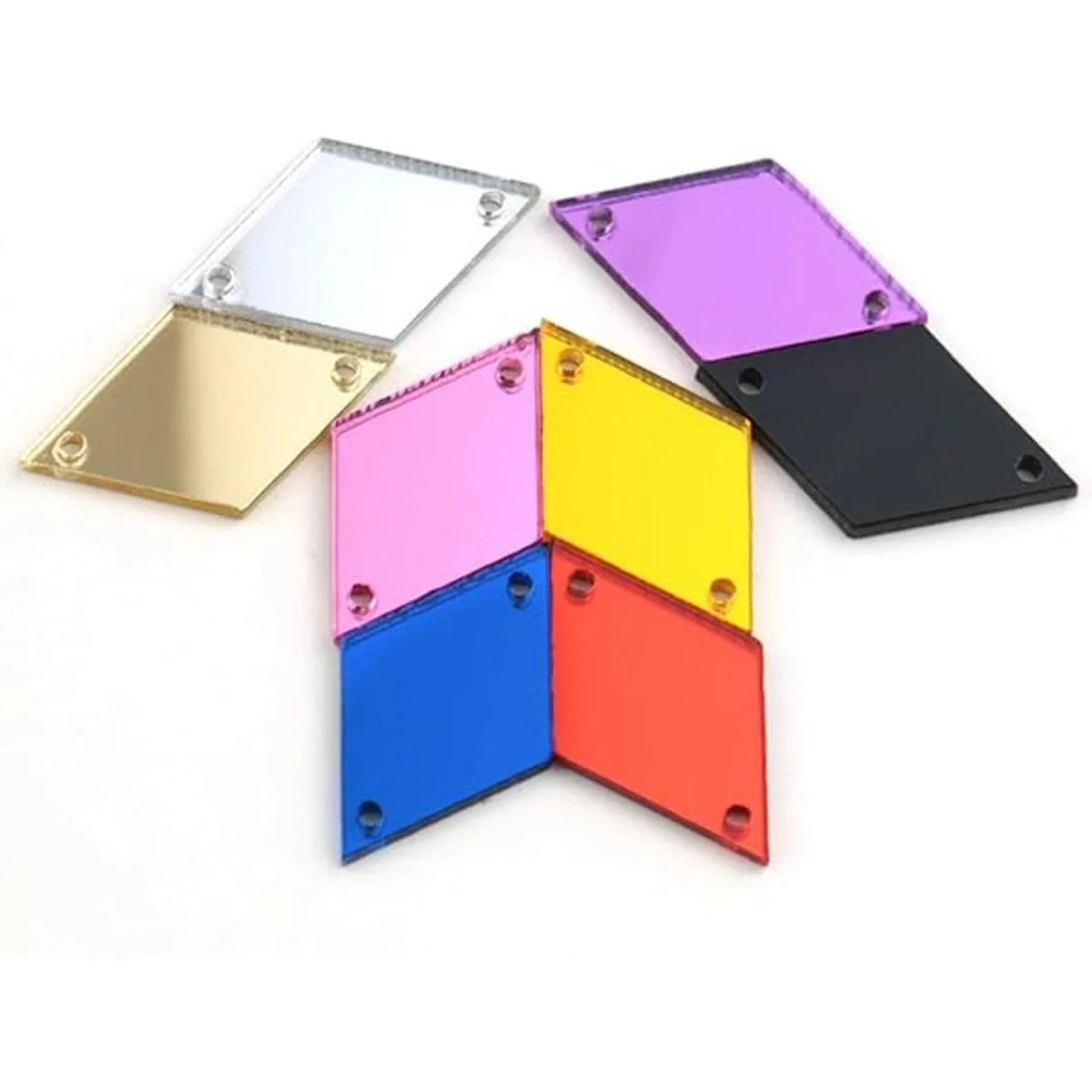 Espejo de acrílico rosarosa cosido con piedras de estrás_3