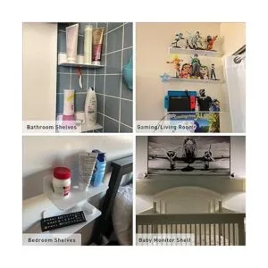 OAPRIRE Juego de 2 estantes flotantes blancos montados en_2