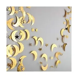 Guirnalda de estrella y luna con purpurina decoración de_3