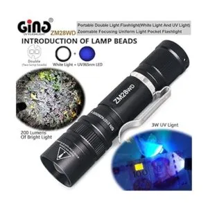 GING UV FLASHLIGHT ZM28 365 nm Linterna LED doble UV y