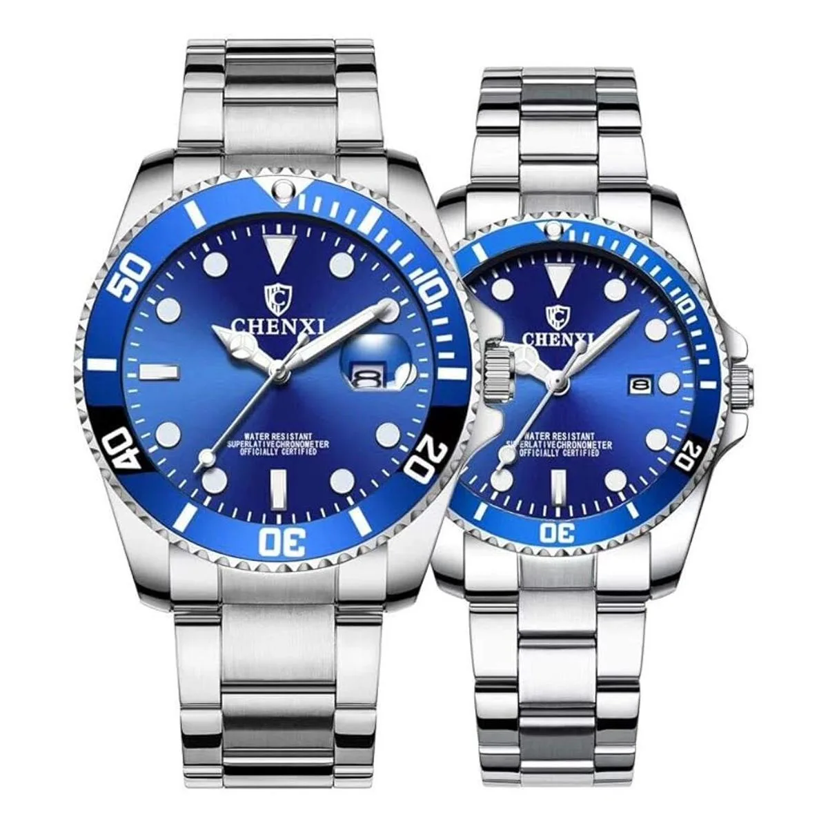 Reloj clásico de acero inoxidable dorado para él y ella