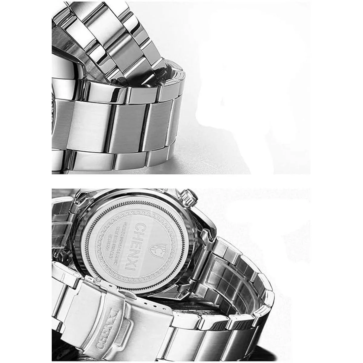 Reloj clásico de acero inoxidable dorado para él y ella