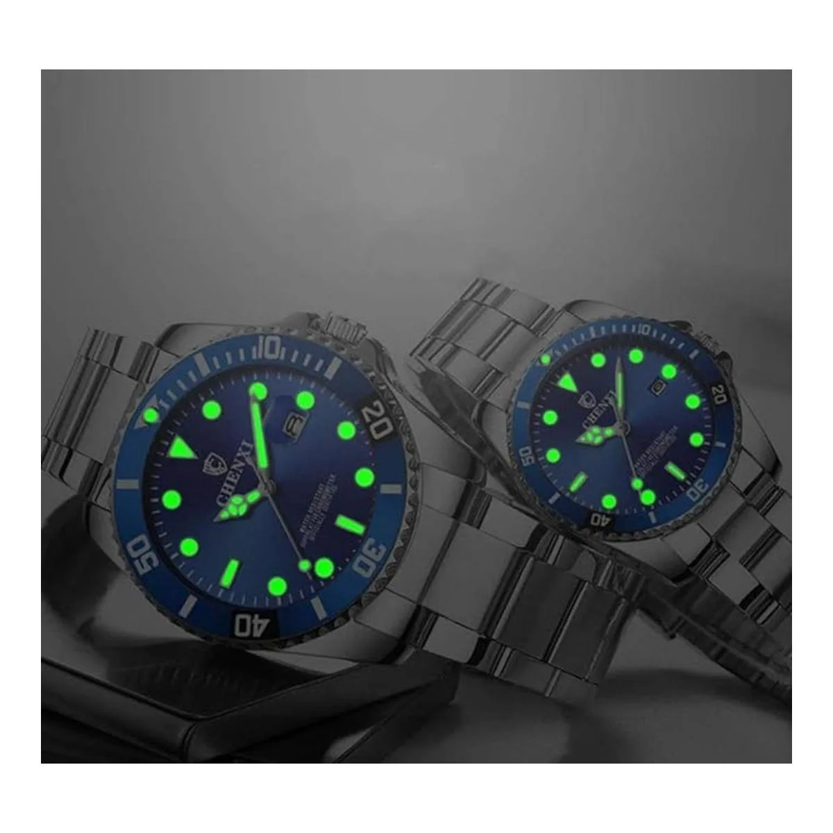 Reloj clásico de acero inoxidable dorado para él y ella