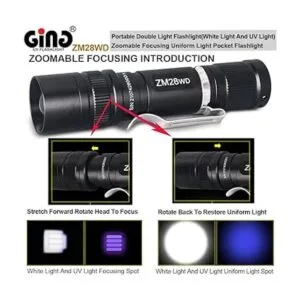 GING UV FLASHLIGHT ZM28 365 nm Linterna LED doble UV y