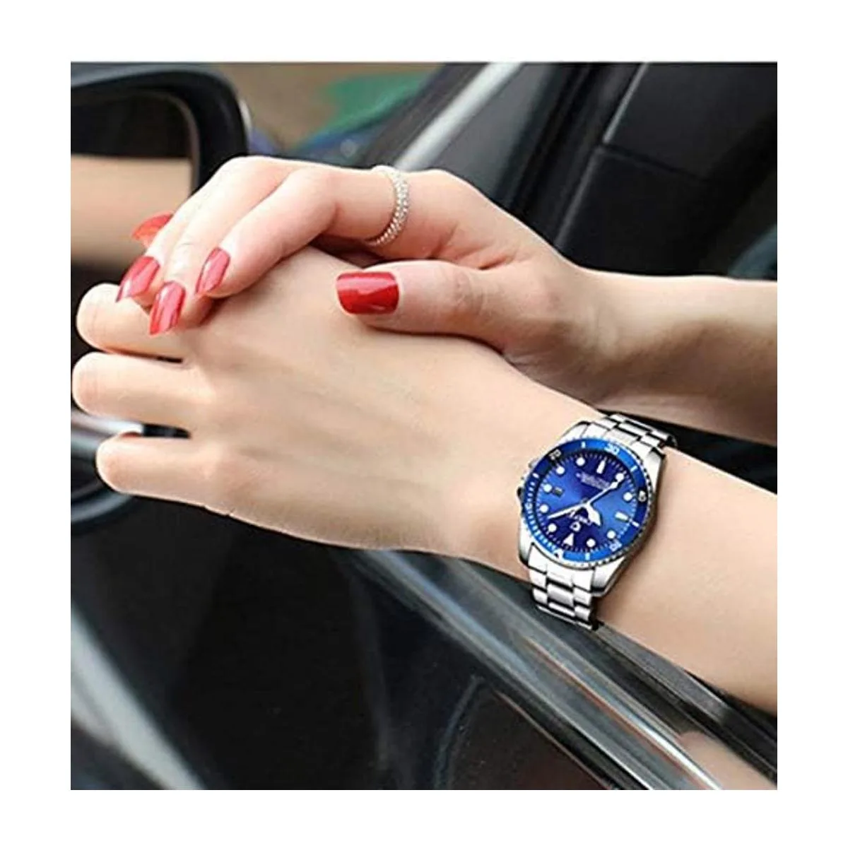 Reloj clásico de acero inoxidable dorado para él y ella